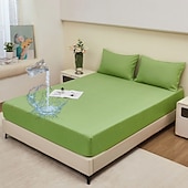 abordables Parures de draps-Protector de matelas imperméable Housse de matelas ajustée Protéger le lit Reine Pleine Roi Housse de lit protectrice douce Draps ajustés respirants confortables Protection à 5 côtés contre les