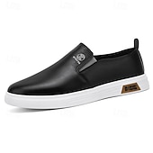preiswerte Herrenpantoletten &amp; -slipper-weiße Slip-On-Sneaker für Herren mit kontrastierenden Kunstlederakzenten und rutschfester Gummisohle – stylisch und bequem für die Freizeit und den Alltag