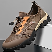 preiswerte Sneaker für Herren-Herren Sneaker Upstream-Schuhe Canyoning Lässig Outdoor PU Leder Netz Atmungsaktiv Bequem Rutschfest Schnürung Schwarz Braun Khaki Sommer Frühling