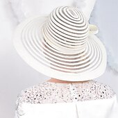 abordables Sombreros de fiesta-Sombreros de fibra, sombrero bombín/cloche, sombrero de pescador, sombrero flexible, boda, fiesta de té, boda elegante con lazo, tocado de empalme, tocado.