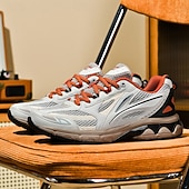 Χαμηλού Κόστους Ανδρικά Sneakers-ανδρικά αθλητικά παπούτσια τρεξίματος λευκά και πορτοκαλί με ελαφρύ πλέγμα – ευέλικτα αθλητικά παπούτσια για μπάσκετ και καθημερινή χρήση