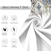 levne Etnický styl-Pánské Květiny Retro Bez rukávů Tričko Henley Bez rukávů Vinobraní Módní Designové Venkovní Ležérní Denní Léto Jaro &amp; podzim Bílá Bílomodrá Modročerná Zelená / černá Henley Tričko Henley