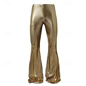 preiswerte Freizeithosen-Herren Disco-Hosen Schlaghosen Hose Freizeithose Knöpfe Tasche Einfach Komfort Party Bühne Disco-Lichter Mode Lässig Gold Mikroelastisch