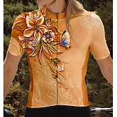 preiswerte Radtrikot Damen-Damen Radtrikot Kurzarm Fahhrad Trikot Oberteil mit 3 Gesäßtaschen Atmungsaktiv Schnelltrocknend Feuchtigkeitsableitend Reflektierende Streifen Orange Sport Bekleidung