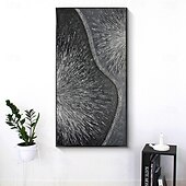 economico Quadri paesaggistici-Dipinto a olio fatto a mano su tela, decorazione da parete, opera d&#039;arte contemporanea astratta in argento con texture, per la casa, il soggiorno, su telaio teso, dipinto appeso/dipinto arrotolato