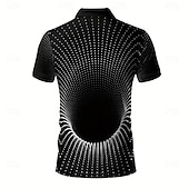  Men's Geometric Optical Illusion Polo Short Sleeve Polo Shirts Collared Shirts Casual Outdoor Athleisure Daily Wear 3D Print Summer Black