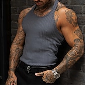 economico Canotte da palestra-Per uomo Canotta Maglietta smanicata Canottiera Maglietta senza maniche Senza Maniche Girocollo Estate Semplice Moda Designer Vacanza Streetwear Uscire Nero Bianco Vino Maglietta Top per Uomo