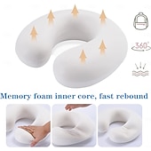 cheap Bedding Accessories-Neck Pillow for Traveling, Upgraded Travel Neck Pillow for Airplane 100% Pure Memory Foam Travel Pillow for Flight Headrest Sleep, Portable Plane Accessories