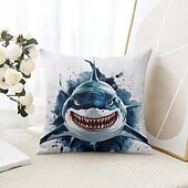 levne zvířecí styl-Oceánský vtipný žralok ozdobné polštářky 1KS měkký čtvercový polštářkový povlak na pohovku do ložnice obýváku sofa křesla