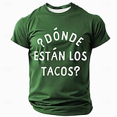 זול חולצות מצחיקות לגברים-&quot;¿Dónde Están Los Tacos?&quot; חולצת טי גברים מצחיקה - חולצת טי אדומה קצרה