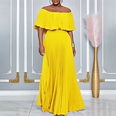 abordables Mariage Décontracté / de Jour-Robe A-Line robes de quinceanera élégante robe mariage invitée de mariage longueur sol manches courtes épaules dénudées polyester sans dos avec plis