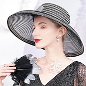 billige Festhatter-Hatter Fiber Bowlerhatter Bøttehatt Solhatt Ferie Te Fest Elegant Bryllup Med Sløyfe Tvinning Hodeplagg Hodeplagg