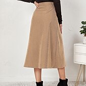 ieftine Fuste simple-Pentru femei Fustă Casual Midi Talie Medie Fuste Simplu Zdrobit Micro-elastic Vacanță Stradă Negru Roz Îmbujorat Roșu Vin Culoarea ghimbirului Vară Catifea