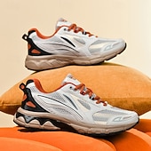 Χαμηλού Κόστους Ανδρικά Sneakers-ανδρικά αθλητικά παπούτσια τρεξίματος λευκά και πορτοκαλί με ελαφρύ πλέγμα – ευέλικτα αθλητικά παπούτσια για μπάσκετ και καθημερινή χρήση