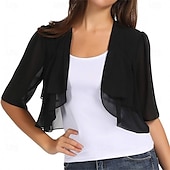 levne zábaly svatebních hostů-Ženský wrap elegantní ochrana proti slunci krátký rukáv chiffon svatební wrapy s čistou barvou pro svatbu v létě
