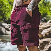 cheap Outdoor-Men&#039;s Cargo Shorts Casual Shorts Hiking Shorts Corduroy Shorts Elastic Waist Multi Pocket Straight Leg Plain Comfort Soft Knee Length Outdoor Casual Daily Fashion Streetwear Black Blue Micro-elastic