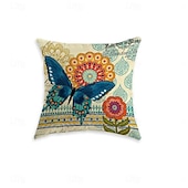 baratos estilo floral e plantas-Capa de Almofada Decorativa Pastoral com Flores 1PC Almofada Quadrada Macia para Sofá Capa de Almofada para Quarto Sala de Estar Cadeira