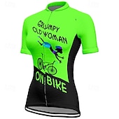 tanie Damskie koszulki-Damskie Koszulka rowerowa Graficzny Litery i cyfry Krótki rękaw Rower Tee Tshirt Dżersej z 3 tylnymi kieszeniami Kolarstwo górskie Szybkie wysychanie Anatomiczny kształt Odprowadzające wilgo