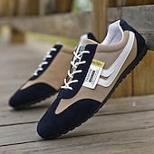 billiga Herrsneakers-Herr Sneakers PU Läder Nylon Andningsfunktion Bekväm Halksäker Snörning Brun Grå Sommar Vår