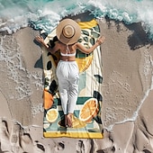 abordables juegos de toallas de playa-Toalla de playa estampada, manta de playa ligera, de secado rápido y sin arena, ideal para viajes, piscina y uso al aire libre.