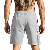 cheap Classic-Men&#039;s Cargo Shorts Shorts Summer Shorts Drawstring Elastic Waist Multi Pocket Plain Comfort Wearable Knee Length Outdoor Sport Daily Fashion Casual Black Red
