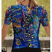 preiswerte Radtrikot Damen-Damen Radtrikot Kurzarm Fahhrad Trikot Oberteil mit 3 Gesäßtaschen Atmungsaktiv Schnelltrocknend Feuchtigkeitsableitend Reflektierende Streifen Marinenblau Sport Bekleidung