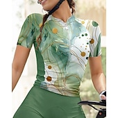 abordables Maillots pour femmes-Femmes Maillot de cyclisme Manche Courte Cyclisme Maillot Top avec 3 poches arrière Écran solaire Résistant aux UV Respirant Séchage Rapide Vert Des sports Vêtement Tenue