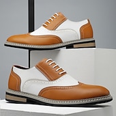 abordables Officiel-Chaussures richelieu pour homme en similicuir blanc et beige avec des touches de bleu – Chaussures de bal tendance pour hommes élégants