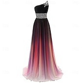 cheap Prom Dresses-A-Line Quinceanera Dresses Elegant Dress Performance Christmas Floor Length Sleeveless One Shoulder Chiffon Backless with Pleats Beading 2025