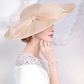 abordables Sombreros de Fiesta-Sombreros de lino, sombrero bombín o cloche, sombrero para el sol, sombrero sinamay, boda, fiesta de té, boda elegante con lazo, tocado.