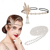 olcso Kiegészítők és még sok más-A nagy Gatsby Flapper fejpánt Gyöngyös karkötő Fülbevaló A nagy Gatsby Toll Retro Csillogó glitter Női Farsang Valentin nap Álarcos mulatság Party estélyi viselet Álarcos mulatság Fesztivál Felnőttek