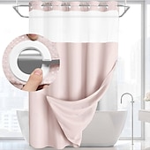 cheap Shower Curtains-Waffle Weave Shower Curtain 180cm*180cm(70&quot;*70&quot;) with Snap-in Fabric Liner Set, Solid Colored Hotel Style for Bathroom with Mesh Top Window