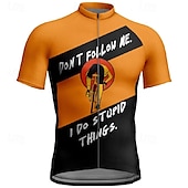 billige Herretrøyer-Herre Sykkeltrøyer Kortermet Sykkel T-skjorte Jersey med 3 baklommer Fjellsykling Pustende Hurtigtørkende Anatomisk design Vidje Rød Mørkegrå Oransje Grafisk sport Klær