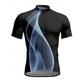 abordables Maillots pour hommes-Homme Maillot de cyclisme Manche Courte Cyclisme T-shirt Maillot Top avec 3 poches arrière Résistant aux UV Respirant Séchage Rapide Fermeture Éclair Frontale Blanche Bleu Des sports Vêtement Tenue