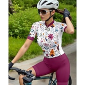 abordables Maillots de mujer-Mujer Maillot de Ciclismo Manga Corta Bicicleta Maillot Camiseta con 3 bolsillos traseros Filtro Solar Resistente a los rayos UV Transpirable Secado rápido Rosa Deportes Ropa