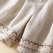 abordables Short en lin et coton-Femmes Short en coton et lin Shorts Slacks Occasionnel Court Naturel Uni Avec Poches Conception à cordon élastique Confortable Extérieur Sortir Noir Gingembre Vert Amande Été Coupe régulière