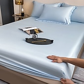abordables Parures de draps-Drap-housse en soie glacée pièce unique housse de lit en soie glacée d&#039;été protège-matelas Simmons ensemble de trois pièces