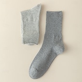 abordables Accesorios de Élite para Hombres-Hombre 1 Par Calcetín Negro Blanco Color Color sólido Escuela Formal Vacaciones Medio Todas las Temporadas Diario Casual