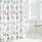 abordables Cortinas de ducha-Cortina de Ducha Forro PEVA Impermeable 12 Ganchos Decoración de Baño Estilo Nórdico Impresión de Triángulo/Cuadro de Playa y Océano