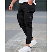 abordables Pantalons Cargo-Homme Pantalons Cargo Pantalons Boutons Poche à Rabat Uni Portable Extérieur Quotidien Camping &amp; Randonnée Mode Classique Noir Vert Véronèse