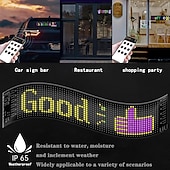 abordables 123496-Panneau LED programmable intelligent pour voiture, panneau LED flexible et lumineux à défilement pour voiture, application Bluetooth, animations RVB, texte, graffiti, message publicitaire avec