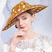 Недорогие Вечеринковые шляпы-Головные уборы Полиэстер Котелок / клош Шляпа от солнца Свадьба Чаепитие Элегантный стиль Свадьба С Бант В горошек Заставка Головной убор