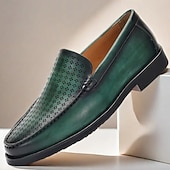 abordables Mocassins en cuir de qualité supérieure-Mocassins en cuir vert pour homme avec motif perforé – chaussures Kentucky Derby pour événements décontractés et semi-formels élégants