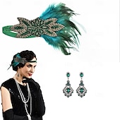 olcso Kiegészítők és még sok más-1920-as évek A nagy Gatsby Flapper fejpánt Gyöngyös karkötő Fülbevaló A nagy Gatsby Toll Retro Csillogó glitter Kristály / Strassz Női Farsang Valentin nap Álarcos mulatság Party estélyi viselet
