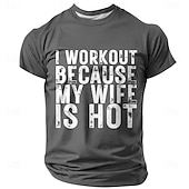 economico Magliette divertenti da uomo-Maglietta grafica divertente per uomini 'Mi alleno perché mia moglie è attraente' umorismo da marito