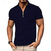 levne Dovolená-Pánské Polo na čtvrt zip Golfová košile Denní Dovolená Čtvrtletní zip Krátký rukáv Módní Základní Bez vzoru Žakár Léto Běžný Černá Bílá Námořnická modř Nebeská modř Khaki Šedá Polo na čtvrt zip