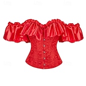 cheap Corset-Rococo Overbust Corset Masquerade Overbust Corset Cosplay Tummy Control Push Up Jacquard Jacquard Women&#039;s Royal Masquerade Party Carnival of Venice Adults&#039; Corset