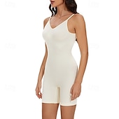 cheap Plus Size Jumpsuits-Women&#039;s Normal Romper Casual Solid Color Sleeveless V Neck Backless Street Going out Regular Fit Black Brown Beige Summer