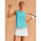 cheap Polos &amp; Quarterzips-Women&#039;s Golf Polo Shirt Baby blue Lake blue Black Sleeveless Top Ladies Golf Attire Clothes Outfits Wear Apparel
