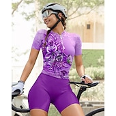 abordables Maillots de mujer-Mujer Maillot de Ciclismo Graphic Degradado Flores Botánica Manga Corta Bicicleta Maillot Camiseta con 3 bolsillos traseros Filtro Solar Resistente a los rayos UV Secado rápido Bandas Reflectantes